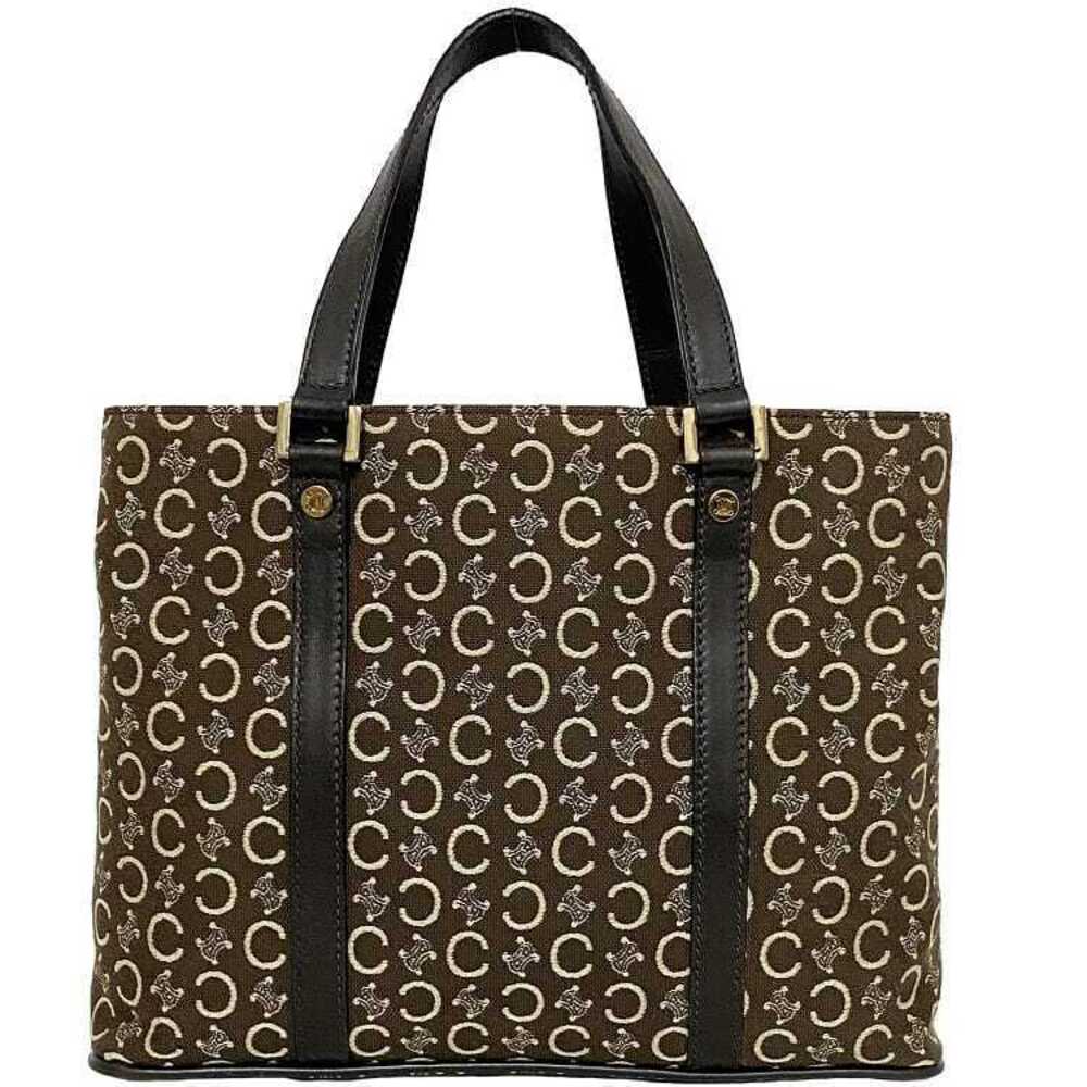 Celine Handbag Brown Beige Gold Macadam Logo Canvas Leather Tote Bag All over